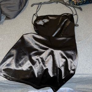 Black satin dress